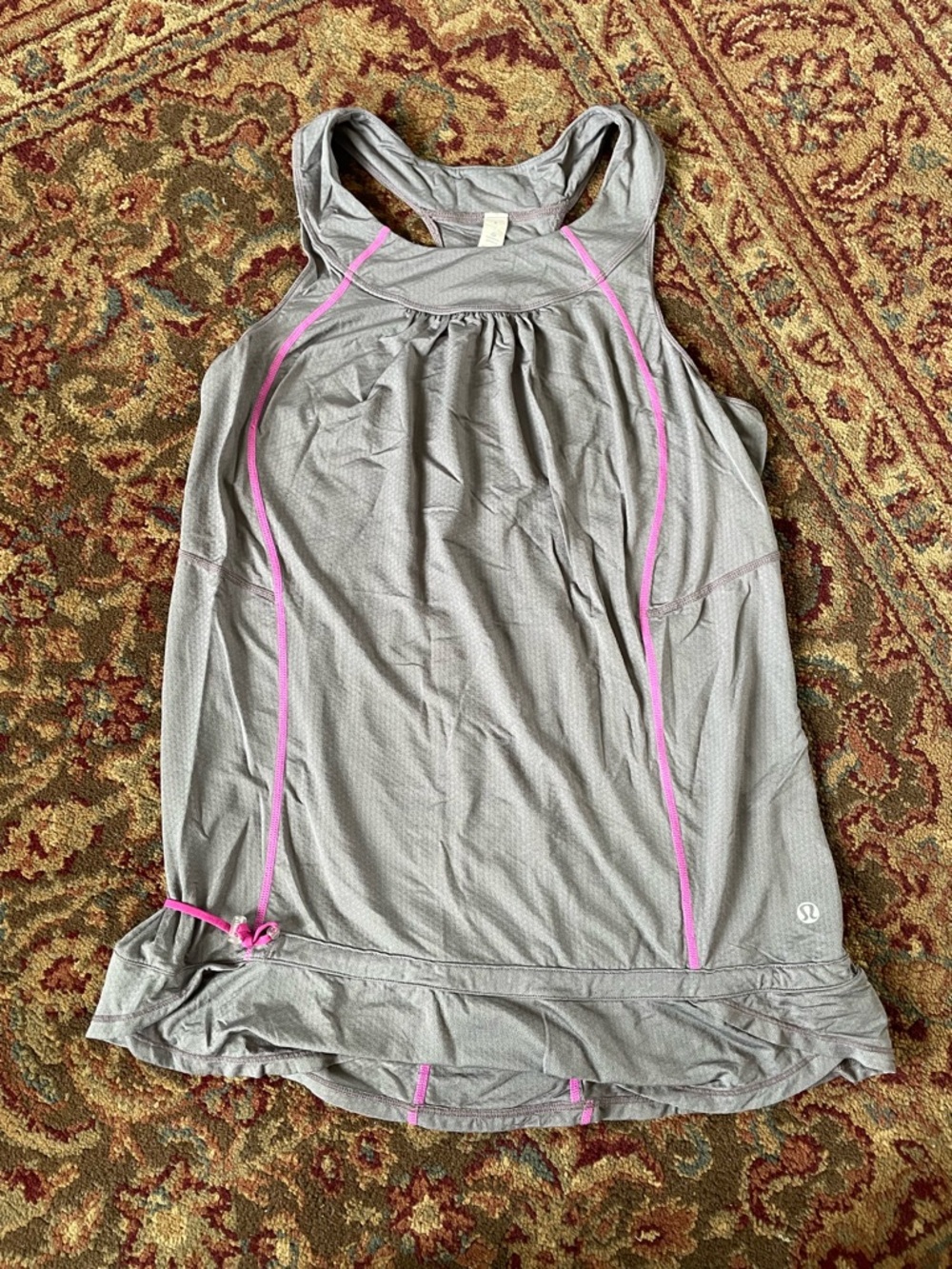 Lululemon Gray Tank with pink detail trim